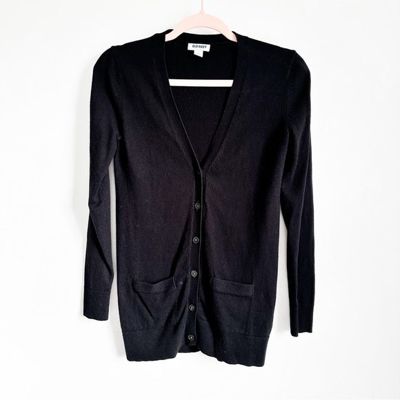 Old Navy Black Deep V Neck Cardigan Sweater sz XS - Picture 1 of 4